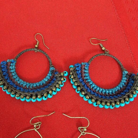 💎Vintage Boho Mixed Material Wood Beads Fringe Earrings Three Sets - Picture 5 of 5